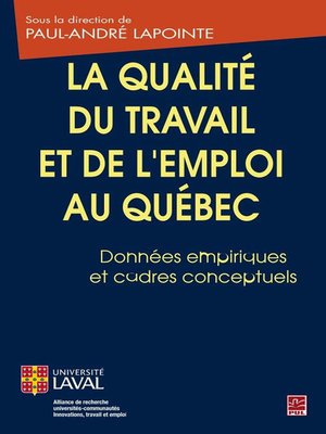 cover image of Qualité du travail et de l'emploi au Québec La